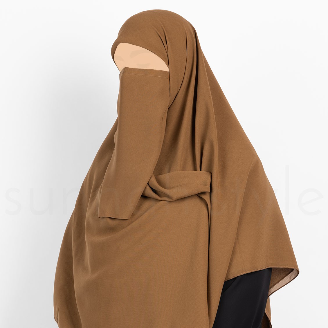 Sunnah Style Tying Half Niqab Caramel